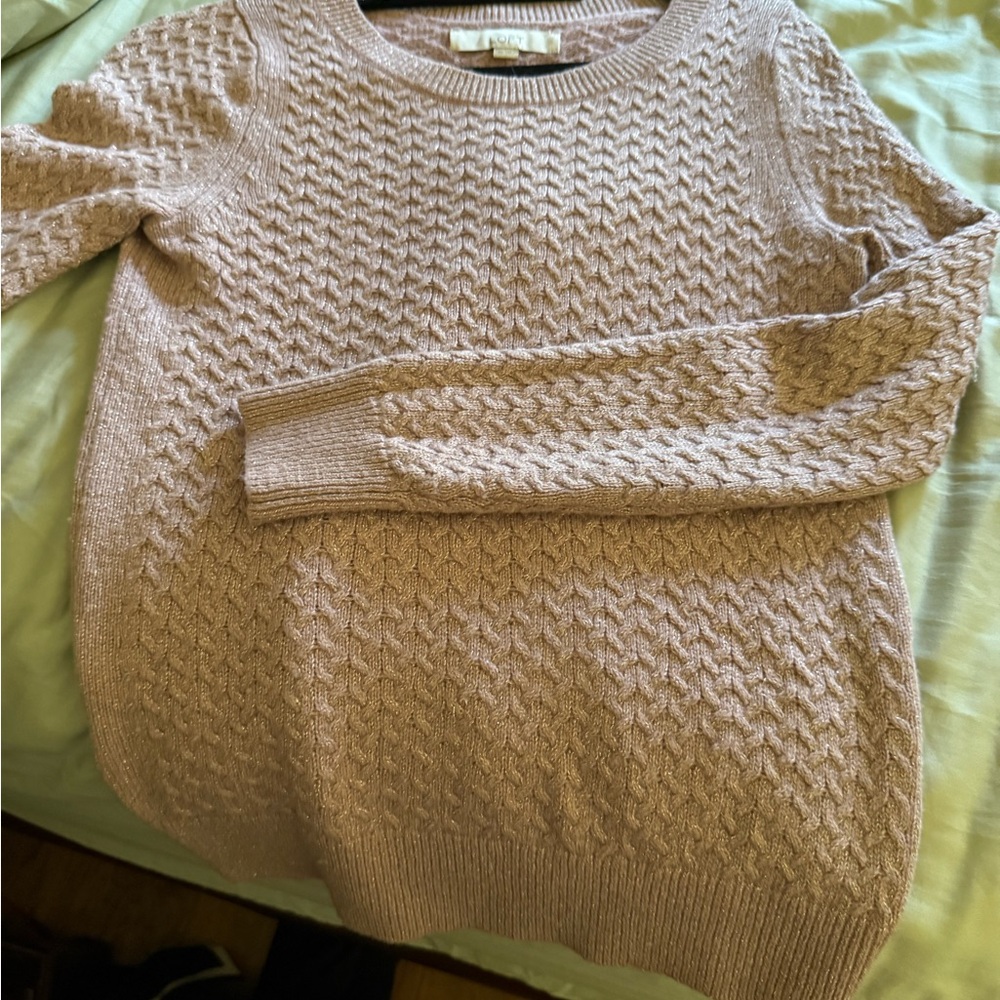LOFT Lavender Cable Knit Sweater